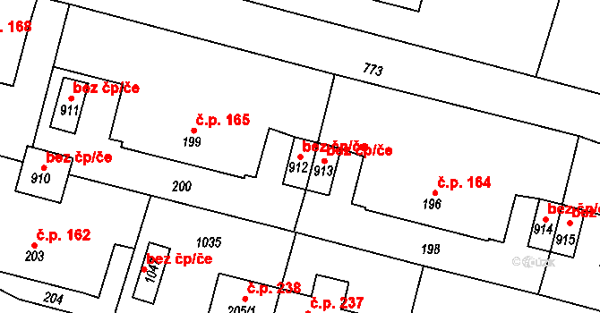 Radvanice 50475304 na parcele st. 912 v KÚ Radvanice v Čechách, Katastrální mapa