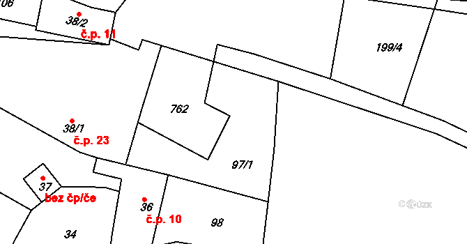 Oldřetice 34, Raná na parcele st. 75 v KÚ Oldřetice, Katastrální mapa