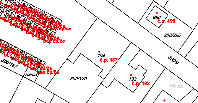 Třemošnice 187 na parcele st. 194 v KÚ Třemošnice nad Doubravou, Katastrální mapa