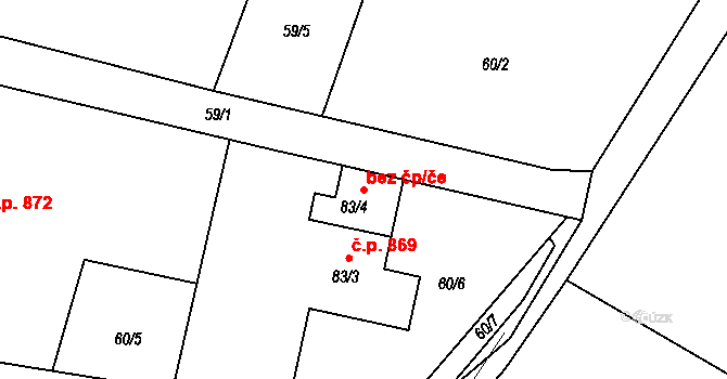 Kamenice 53976304 na parcele st. 83/4 v KÚ Těptín, Katastrální mapa