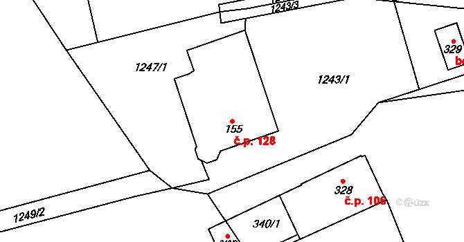 Horní Libchavy 128, Libchavy na parcele st. 155 v KÚ Horní Libchavy, Katastrální mapa