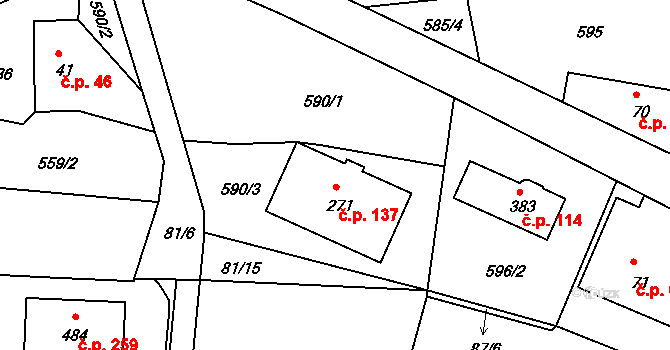 Klínec 137 na parcele st. 271 v KÚ Klínec, Katastrální mapa