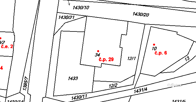 Černotín 29, Dnešice na parcele st. 34 v KÚ Černotín u Dnešic, Katastrální mapa