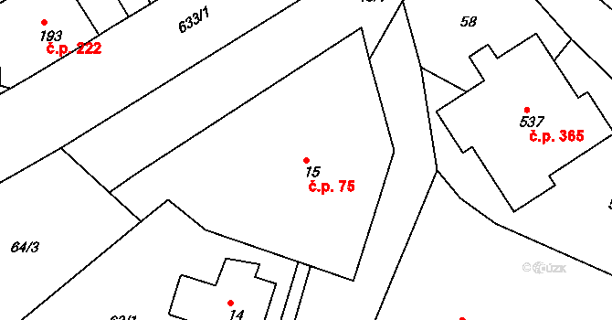 Běloves 75, Náchod na parcele st. 15 v KÚ Běloves, Katastrální mapa