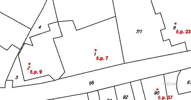Koukolná 7, Dětmarovice na parcele st. 1 v KÚ Koukolná, Katastrální mapa