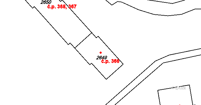 Plešivec 366, Český Krumlov na parcele st. 2649 v KÚ Český Krumlov, Katastrální mapa