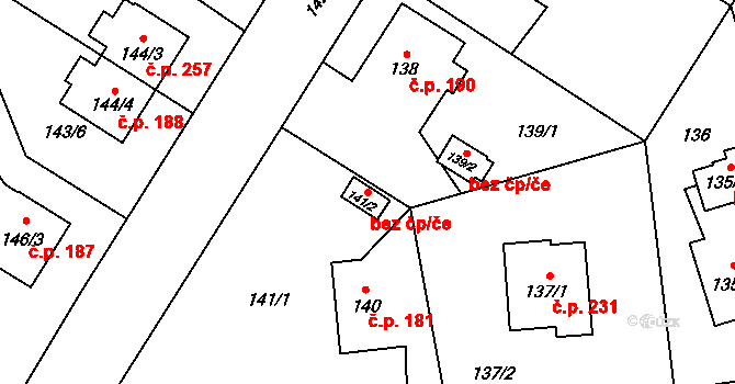 Chlebičov 95437304 na parcele st. 141/2 v KÚ Chlebičov, Katastrální mapa