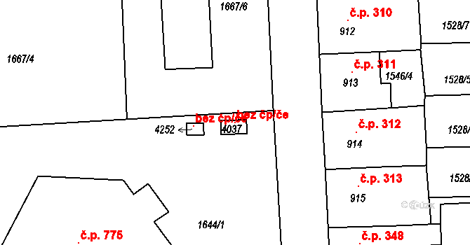Polička 98041304 na parcele st. 4037 v KÚ Polička, Katastrální mapa
