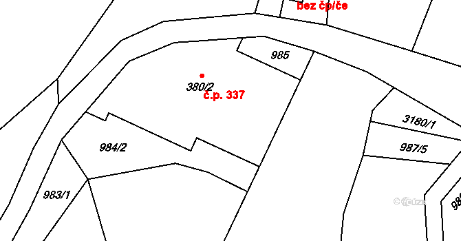 Bečov nad Teplou 337 na parcele st. 380/2 v KÚ Bečov nad Teplou, Katastrální mapa