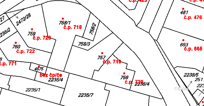 Kyjov 719 na parcele st. 757 v KÚ Kyjov, Katastrální mapa