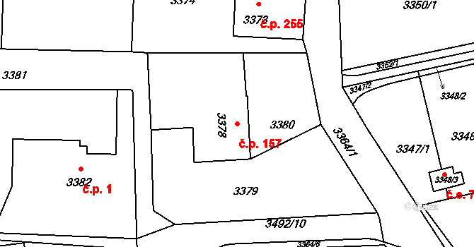 Lutyně 157, Orlová na parcele st. 3378 v KÚ Horní Lutyně, Katastrální mapa