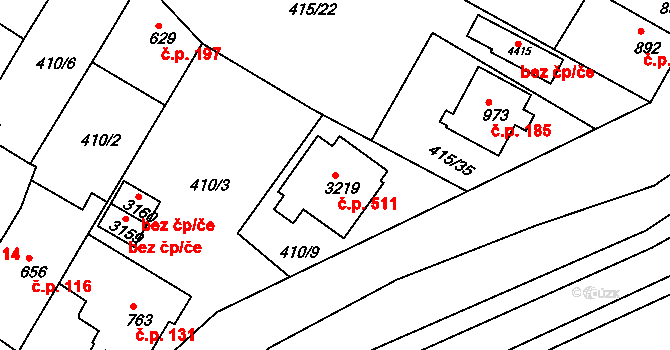 Holínské Předměstí 511, Jičín na parcele st. 3219 v KÚ Jičín, Katastrální mapa