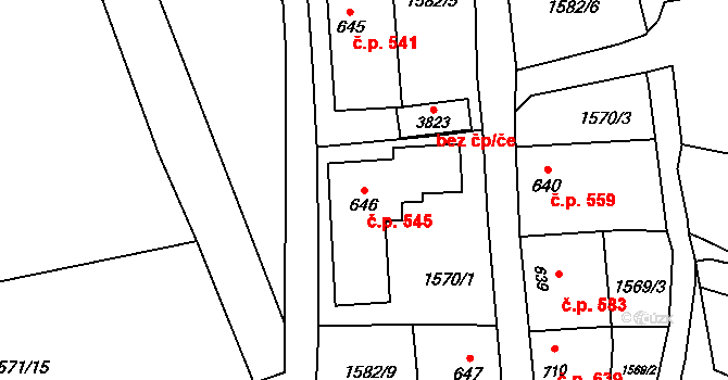 Hořice 545 na parcele st. 646 v KÚ Hořice v Podkrkonoší, Katastrální mapa