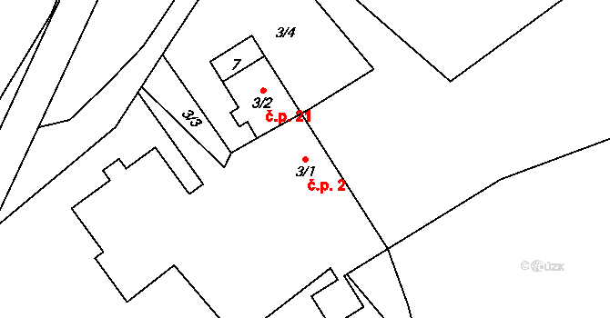 Holčovice 2 na parcele st. 3/1 v KÚ Holčovice, Katastrální mapa