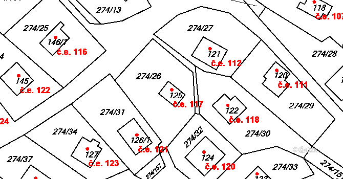 Skalka 117, Cheb na parcele st. 125 v KÚ Skalka u Chebu, Katastrální mapa