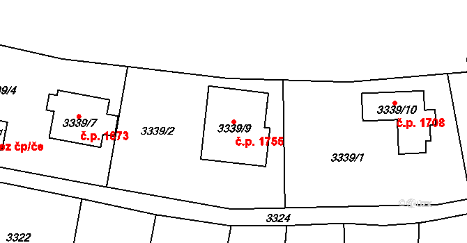 Turnov 1755 na parcele st. 3339/9 v KÚ Turnov, Katastrální mapa