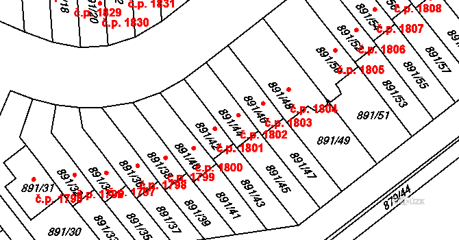 Krč 1802, Praha na parcele st. 891/44 v KÚ Krč, Katastrální mapa
