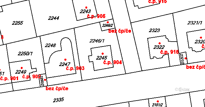 Kobylisy 904, Praha na parcele st. 2245 v KÚ Kobylisy, Katastrální mapa
