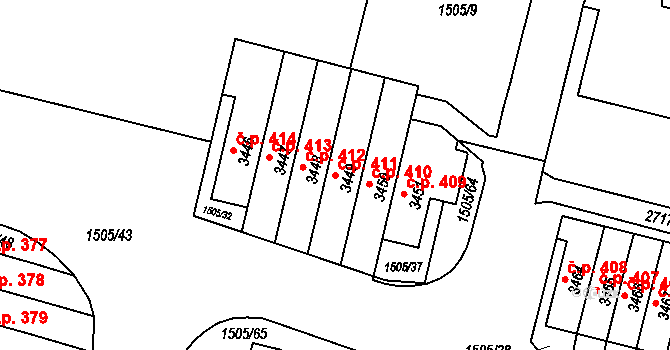 Kryblice 411, Trutnov na parcele st. 3449 v KÚ Trutnov, Katastrální mapa