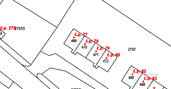 Chotěvice 78 na parcele st. 470 v KÚ Chotěvice, Katastrální mapa