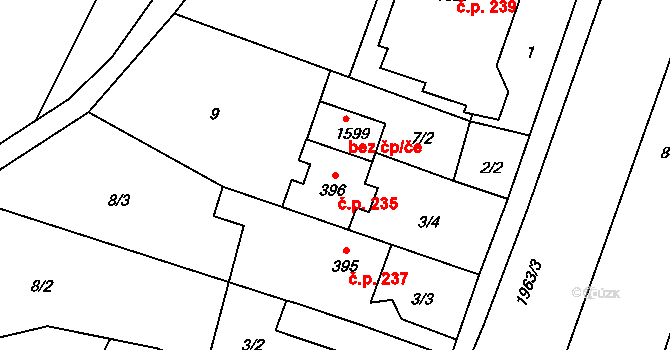 Rokytnice 235, Vsetín na parcele st. 396 v KÚ Rokytnice u Vsetína, Katastrální mapa