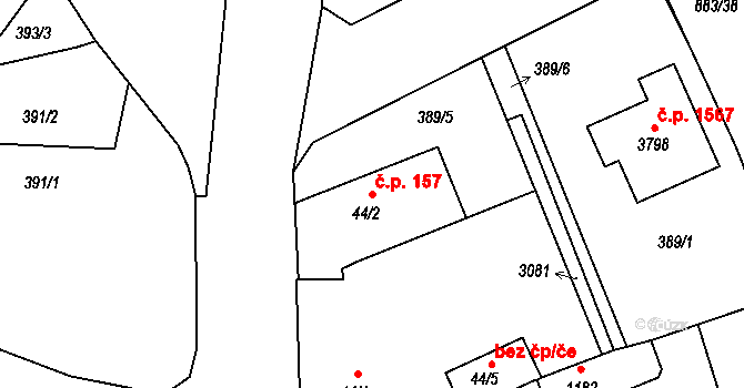 Ústí nad Orlicí 157 na parcele st. 44/2 v KÚ Ústí nad Orlicí, Katastrální mapa