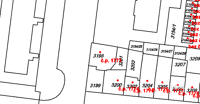 Prostějov 1773 na parcele st. 3198 v KÚ Prostějov, Katastrální mapa
