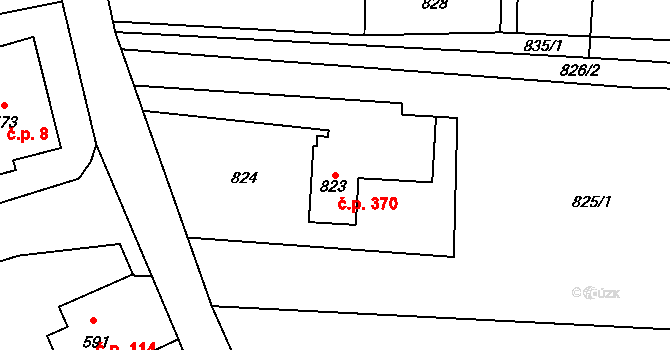 Bludovice 370, Havířov na parcele st. 823 v KÚ Bludovice, Katastrální mapa
