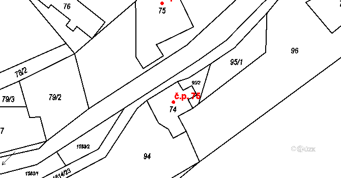 Fojtovice 75, Heřmanov na parcele st. 74 v KÚ Fojtovice u Heřmanova, Katastrální mapa