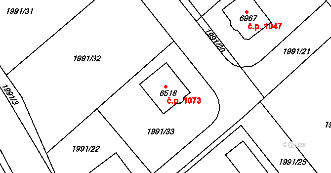 Chrudim II 1073, Chrudim na parcele st. 6518 v KÚ Chrudim, Katastrální mapa