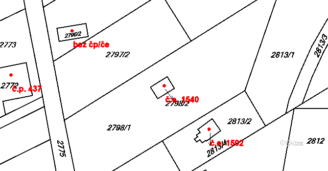 Svinov 1540, Ostrava na parcele st. 2798/2 v KÚ Svinov, Katastrální mapa