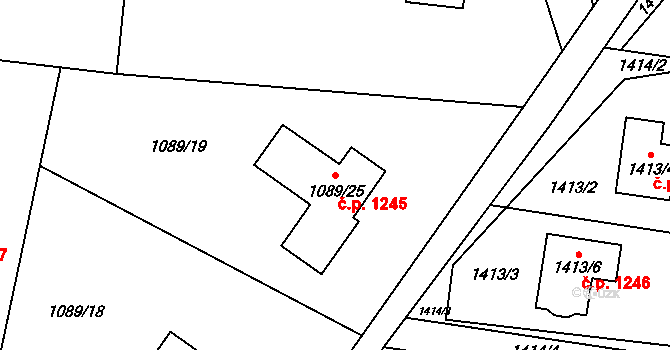 Lyžbice 1245, Třinec na parcele st. 1089/25 v KÚ Lyžbice, Katastrální mapa