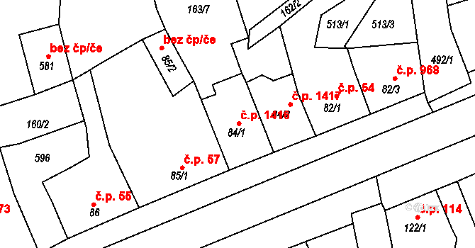 Rudná 1416 na parcele st. 84/1 v KÚ Dušníky u Rudné, Katastrální mapa