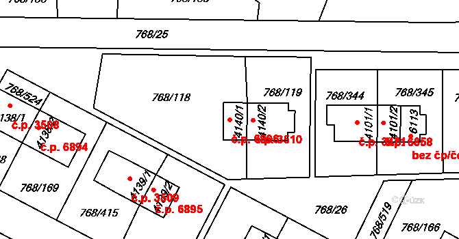 Zlín 6896 na parcele st. 4140/1 v KÚ Zlín, Katastrální mapa