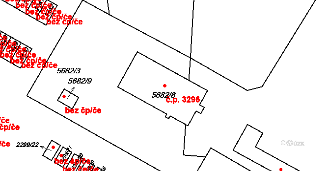 Česká Lípa 3296 na parcele st. 5682/8 v KÚ Česká Lípa, Katastrální mapa