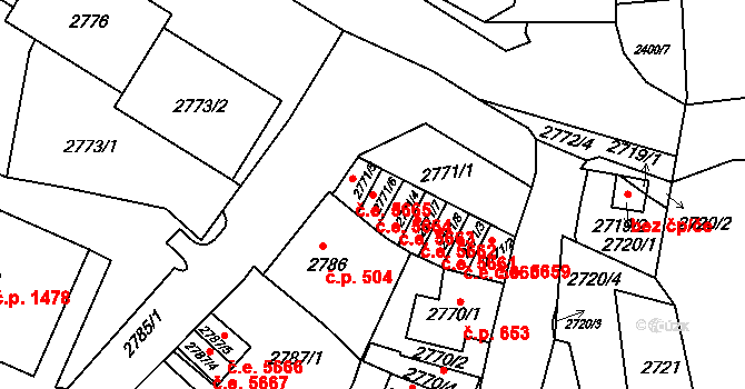 Kadaň 5664 na parcele st. 2771/6 v KÚ Kadaň, Katastrální mapa