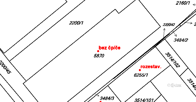 Kroměříž 42667305 na parcele st. 5870 v KÚ Kroměříž, Katastrální mapa