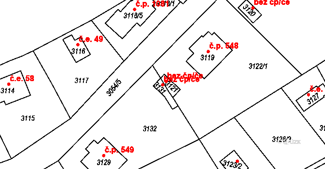 Řevnice 45740305 na parcele st. 3131 v KÚ Řevnice, Katastrální mapa