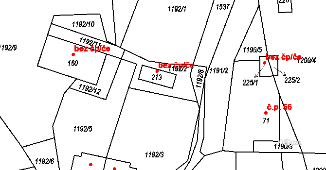 Měcholupy 46428305 na parcele st. 213 v KÚ Velká Černoc, Katastrální mapa