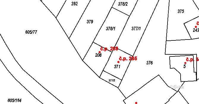 Hostěrádky-Rešov 268 na parcele st. 208 v KÚ Hostěrádky, Katastrální mapa
