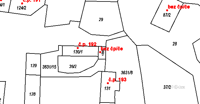 Ptení 47788305 na parcele st. 130/2 v KÚ Ptení, Katastrální mapa