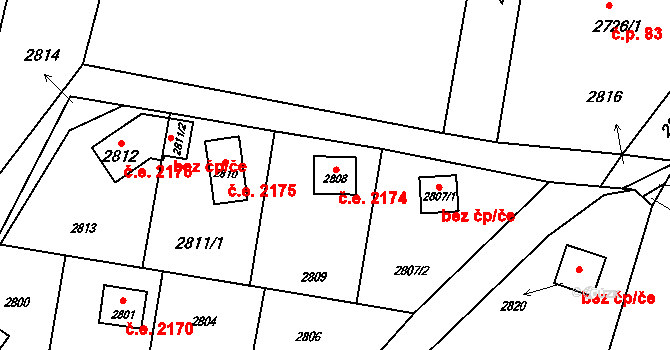 Horní Těrlicko 2174, Těrlicko na parcele st. 2808 v KÚ Horní Těrlicko, Katastrální mapa