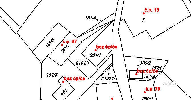 Skuhrov 49848305 na parcele st. 281/1 v KÚ Skuhrov u Železného Brodu, Katastrální mapa
