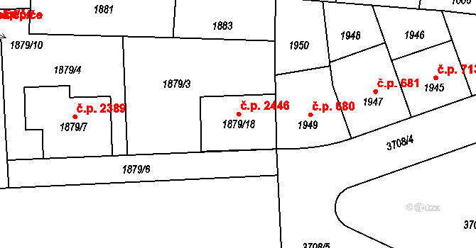Břevnov 2446, Praha na parcele st. 1879/18 v KÚ Břevnov, Katastrální mapa