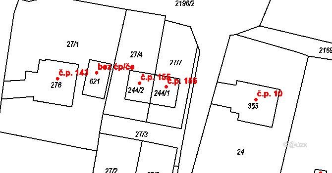 Dražice 156 na parcele st. 244/1 v KÚ Dražice u Tábora, Katastrální mapa