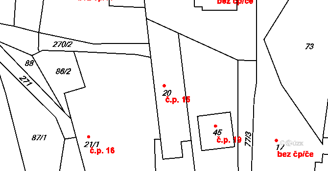 Zbyslavec 15, Míčov-Sušice na parcele st. 20 v KÚ Zbyslavec, Katastrální mapa