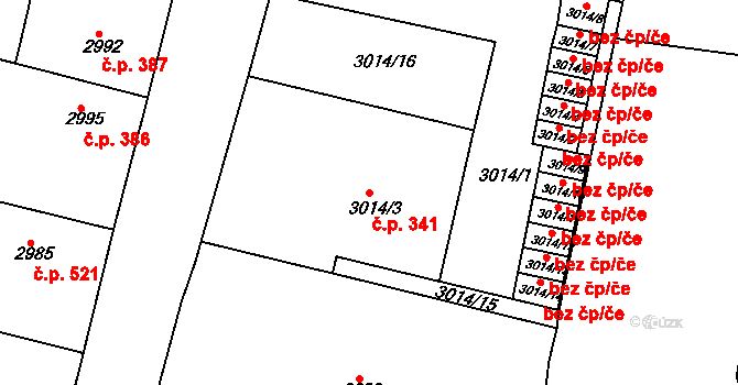 Pražské Předměstí 341, Jaroměř na parcele st. 3014/3 v KÚ Jaroměř, Katastrální mapa