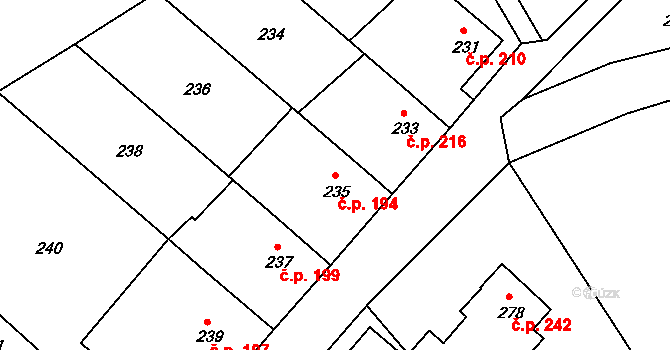 Olomučany 194 na parcele st. 235 v KÚ Olomučany, Katastrální mapa
