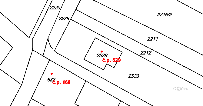 Pohořelice 329 na parcele st. 2529 v KÚ Pohořelice u Napajedel, Katastrální mapa