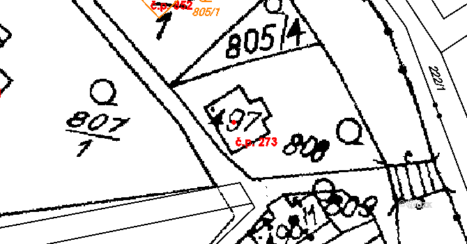Libina 273 na parcele st. 7344 v KÚ Horní Libina, Katastrální mapa
